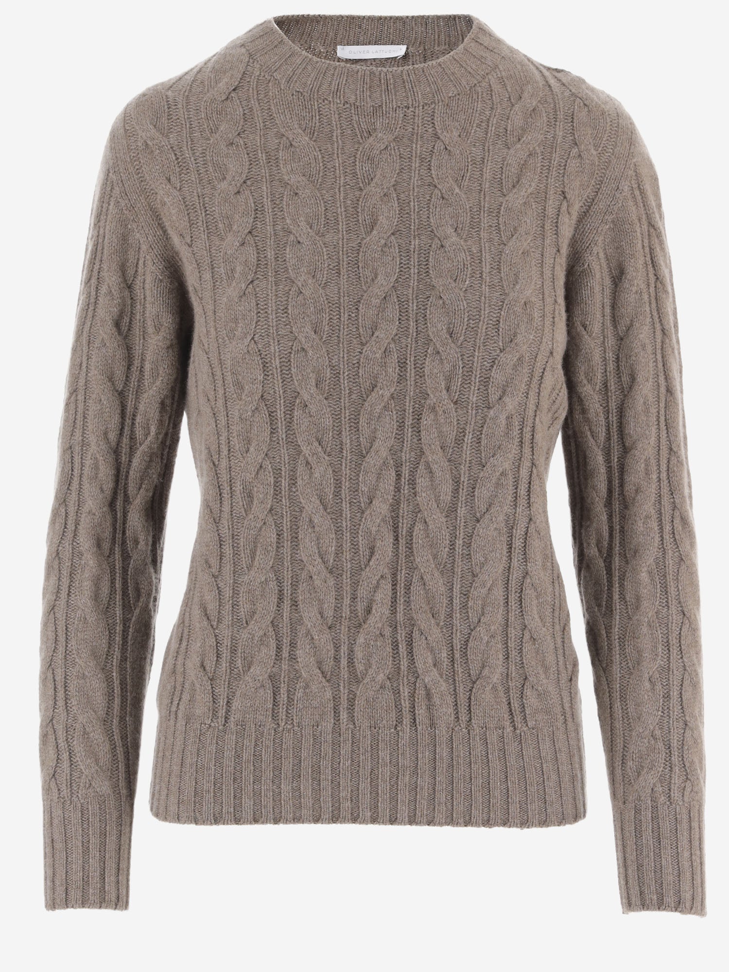 MAGLIONE IN CASHMERE CON LAVORAZIONE A TRECCE D322WS VAPOR OLIVER LATTUGHI 
