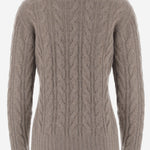 MAGLIONE IN CASHMERE CON LAVORAZIONE A TRECCE D322WS VAPOR OLIVER LATTUGHI 