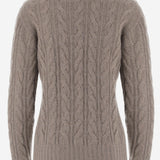MAGLIONE IN CASHMERE CON LAVORAZIONE A TRECCE D322WS VAPOR OLIVER LATTUGHI 