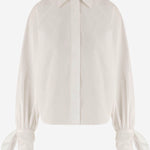 BLUSA IN COTONE CON MANICHE ANNODATE BL0640017 001W PATOU 