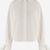 BLUSA IN COTONE CON MANICHE ANNODATE BL0640017 001W PATOU 