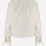 BLUSA IN COTONE CON MANICHE ANNODATE BL0640017 001W PATOU 