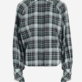 BLUSA IN COTONE CON MOTIVO CHECK E MANICHE ANNODATE BL0640266 5093 PATOU 