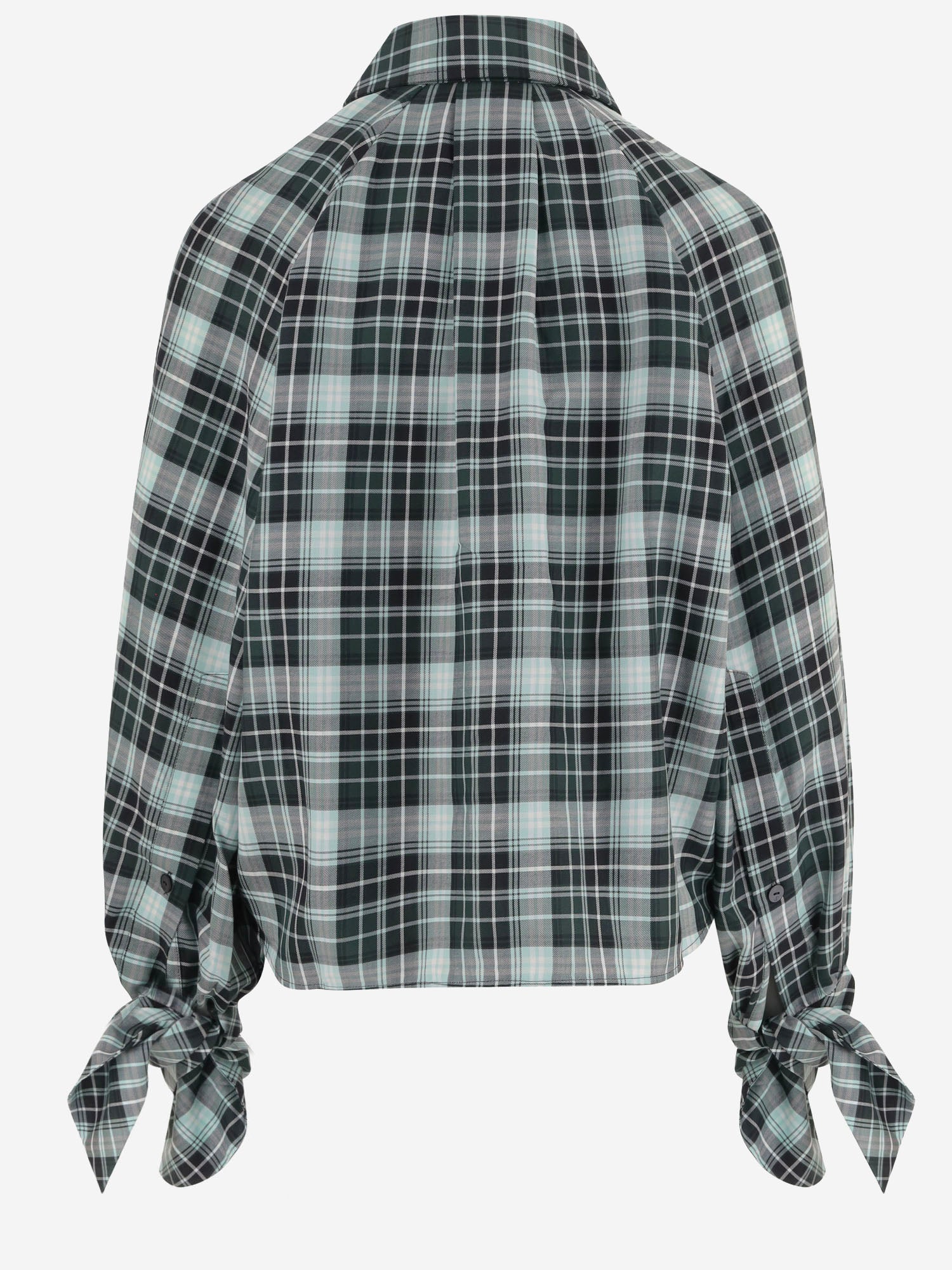 BLUSA IN COTONE CON MOTIVO CHECK E MANICHE ANNODATE BL0640266 5093 PATOU 