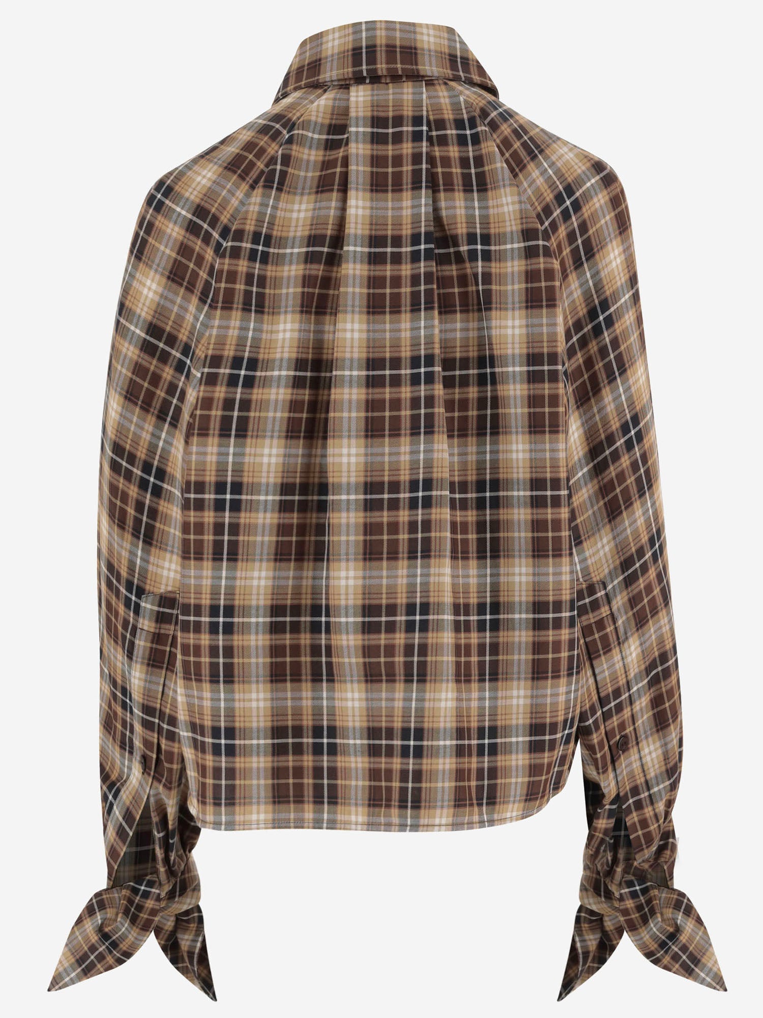 BLUSA IN COTONE CON MOTIVO CHECK E MANICHE ANNODATE BL0640266 5108 PATOU 
