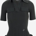MAGLIA IN MISTO LANA STRETCH CON VOLANT KN3508095 758G PATOU 