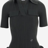 MAGLIA IN MISTO LANA STRETCH CON VOLANT KN3508095 758G PATOU 