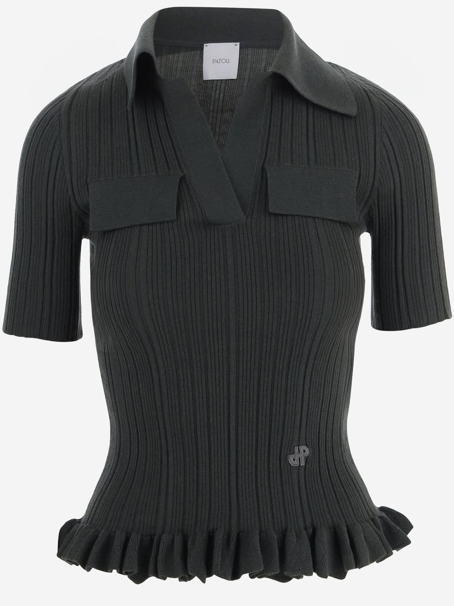 MAGLIA IN MISTO LANA STRETCH CON VOLANT KN3508095 758G PATOU 