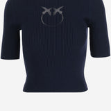 PULLOVER IN MISTO LANA A MANICHE CORTE CON LOGO 102017 A18MG02 PINKO 