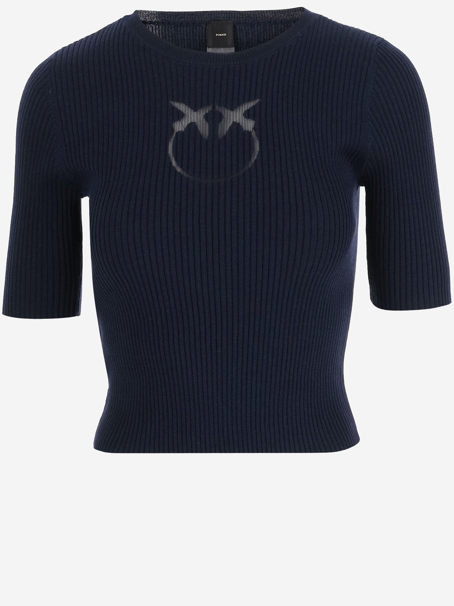 PULLOVER IN MISTO LANA A MANICHE CORTE CON LOGO 102017 A18MG02 PINKO 