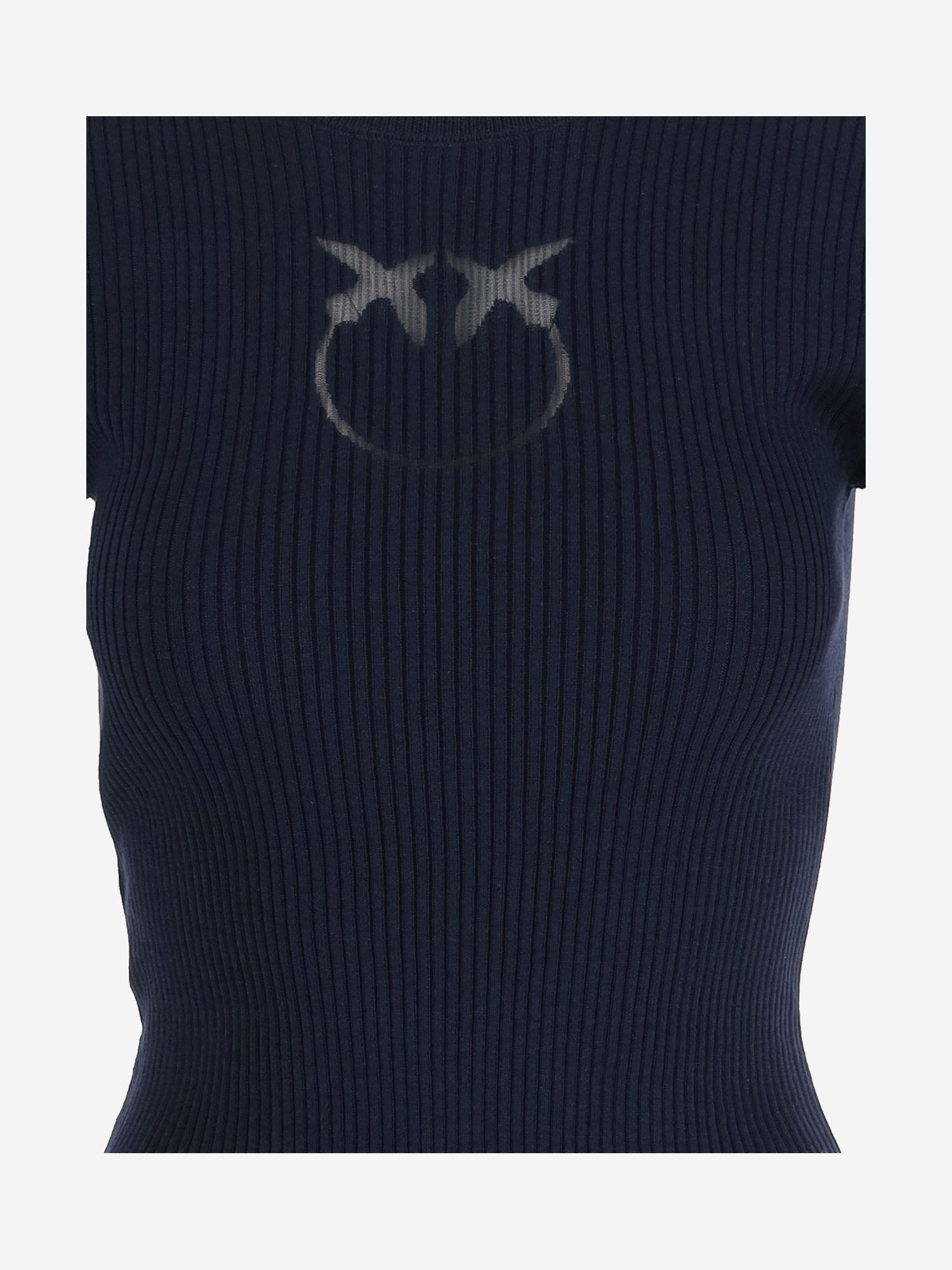 PULLOVER IN MISTO LANA A MANICHE CORTE CON LOGO 102017 A18MG02 PINKO 