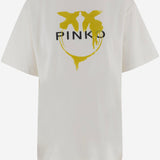 T-SHIRT IN COTONE CON STAMPA LOGO 105526 A3HQZLG PINKO 
