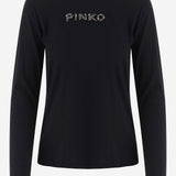 T-SHIRT A MANICHE LUNGHE IN COTONE CON LOGO 107292 A3Q1Z99 PINKO 