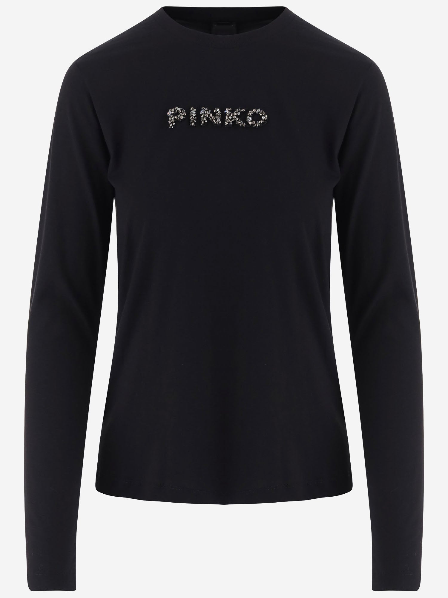 T-SHIRT A MANICHE LUNGHE IN COTONE CON LOGO 107292 A3Q1Z99 PINKO 