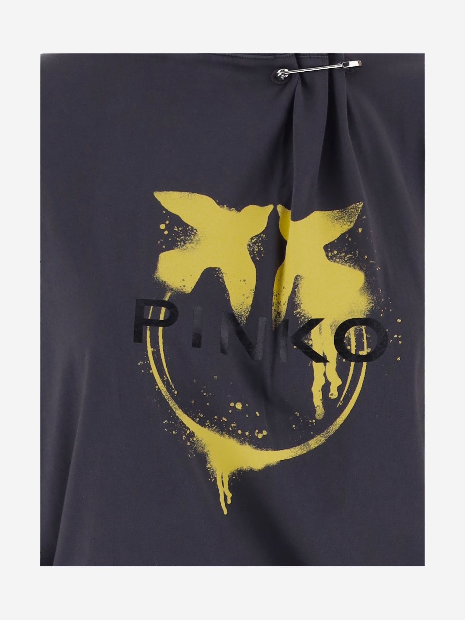 T-SHIRT A MANICHE LUNGHE IN COTONE CON LOGO 107471 A3KDKH1 PINKO 