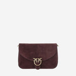 BORSA IN PELLE SCAMOSCIATA CON LOGO 107655 A0F6W34Q PINKO 
