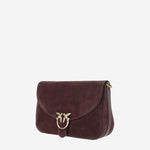 BORSA IN PELLE SCAMOSCIATA CON LOGO 107655 A0F6W34Q PINKO 