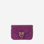 BORSA IN PELLE SCAMOSCIATA CON LOGO 107656 A0F6N45Q PINKO 