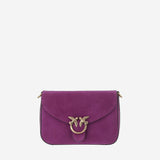 BORSA IN PELLE SCAMOSCIATA CON LOGO 107656 A0F6N45Q PINKO 