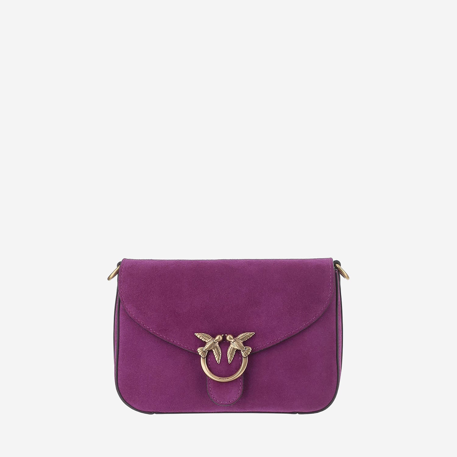 BORSA IN PELLE SCAMOSCIATA CON LOGO 107656 A0F6N45Q PINKO 
