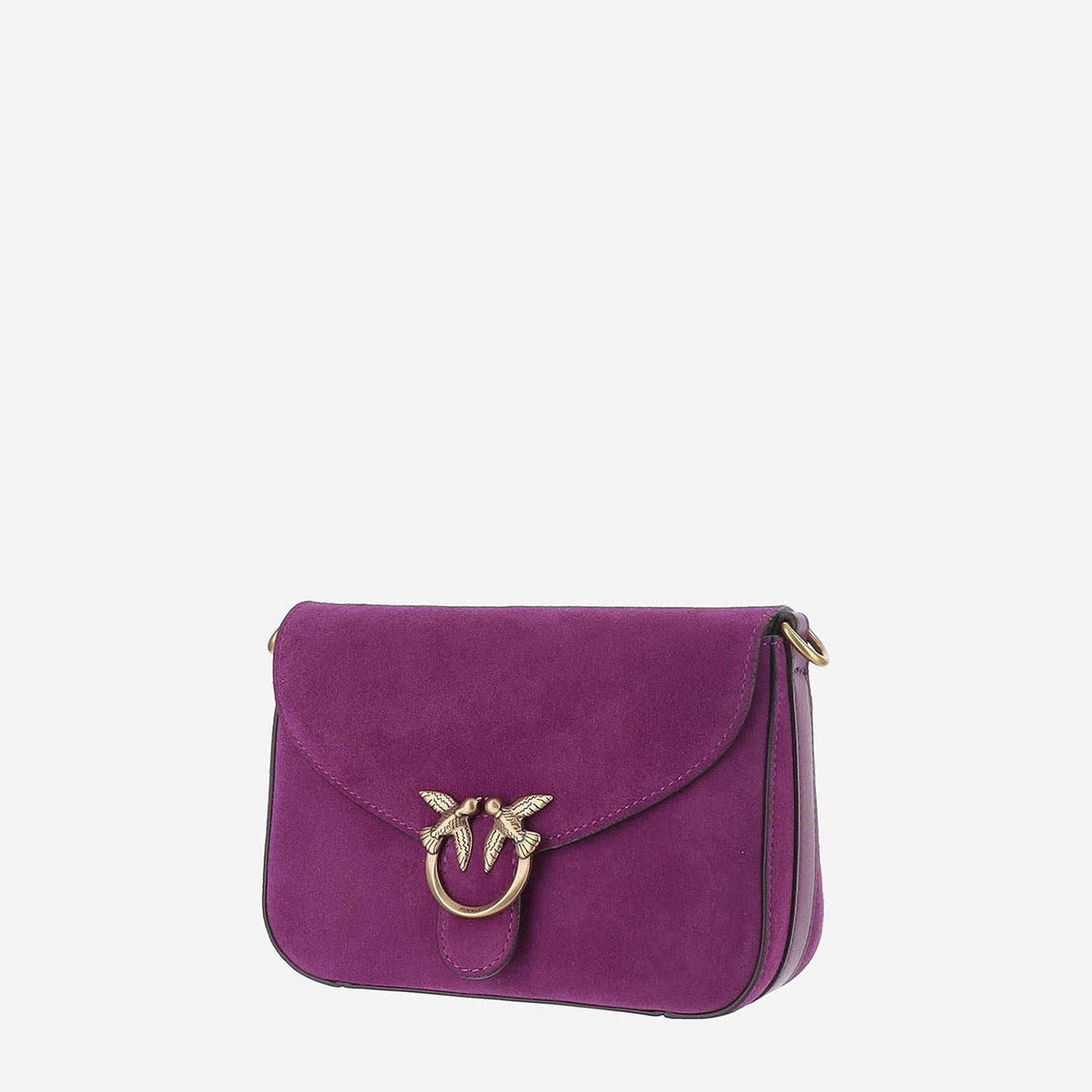 BORSA IN PELLE SCAMOSCIATA CON LOGO 107656 A0F6N45Q PINKO 