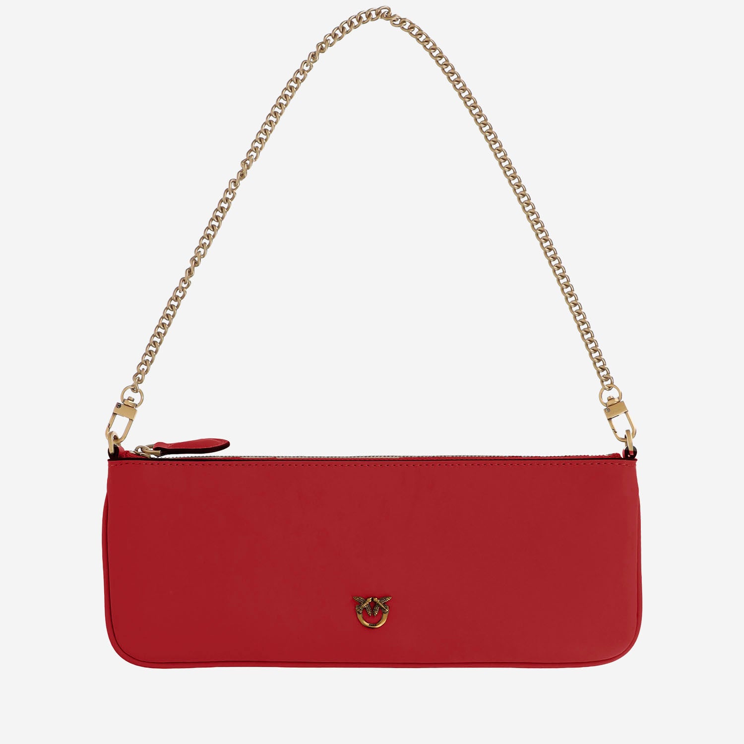 BORSA A TRACOLLA IN PELLE CON LOGO 107669 A0F1R59Q PINKO 