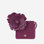 BORSA A SECCHIELLO IN PELLE SCAMOSCIATA CON FIORE IN NAPPA 107678 A3M6N45Y PINKO 