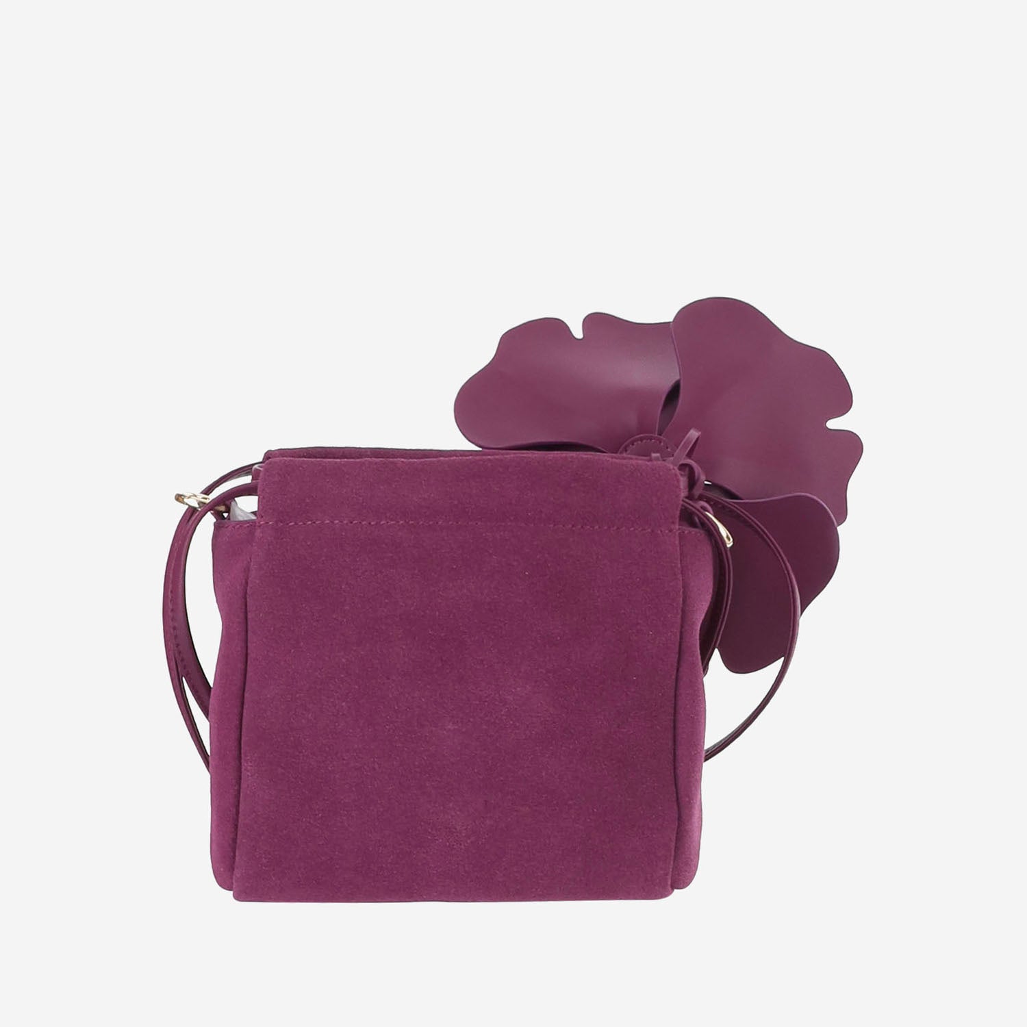 BORSA A SECCHIELLO IN PELLE SCAMOSCIATA CON FIORE IN NAPPA 107678 A3M6N45Y PINKO 