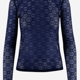 MAGLIA IN PIZZO STRETCH CON MOTIVO LOGO 107737 A3MKF92 PINKO 