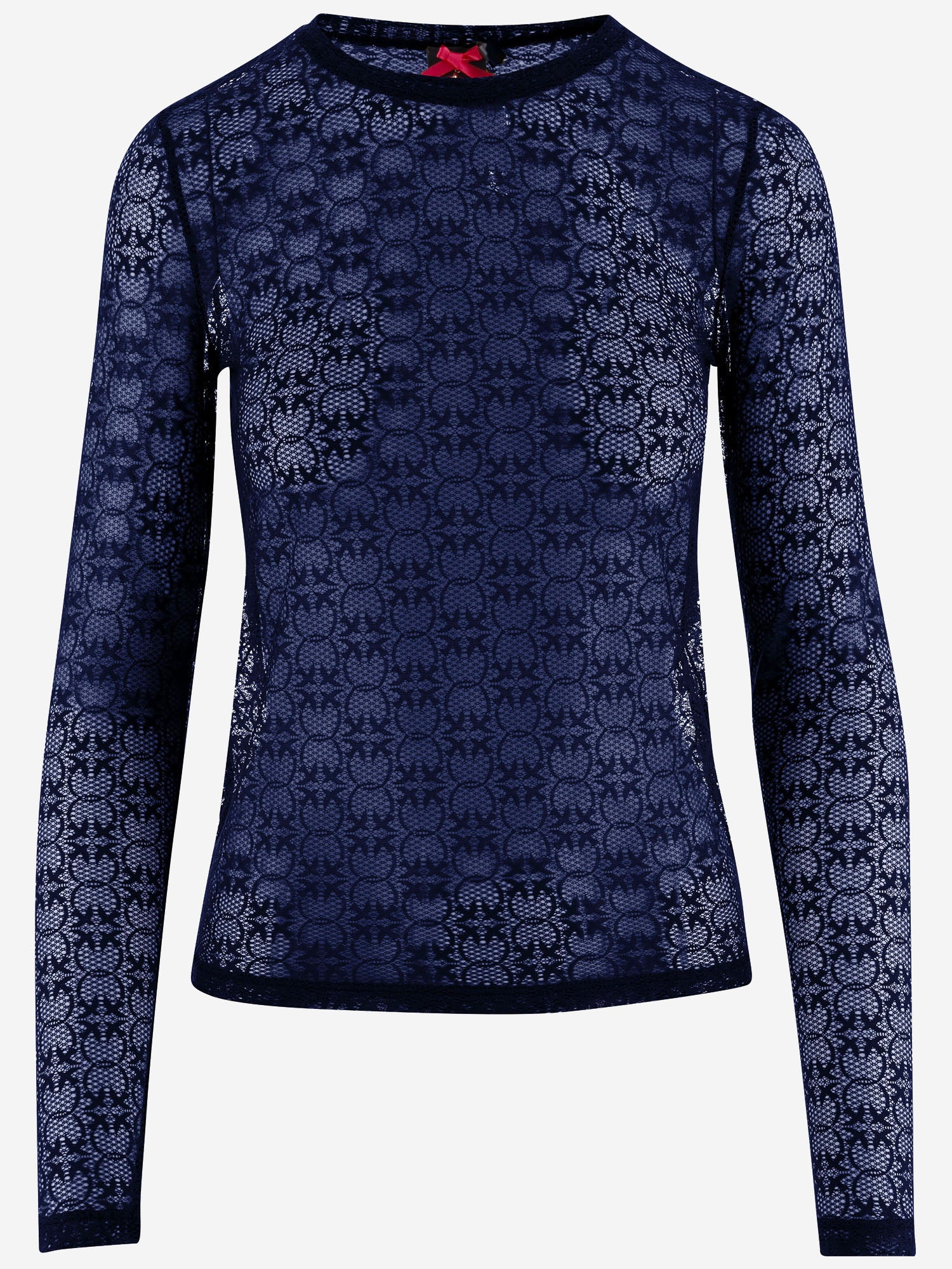 MAGLIA IN PIZZO STRETCH CON MOTIVO LOGO 107737 A3MKF92 PINKO 