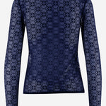 MAGLIA IN PIZZO STRETCH CON MOTIVO LOGO 107737 A3MKF92 PINKO 