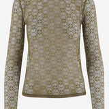 MAGLIA IN PIZZO STRETCH CON MOTIVO LOGO 107737 A3MKX24 PINKO 