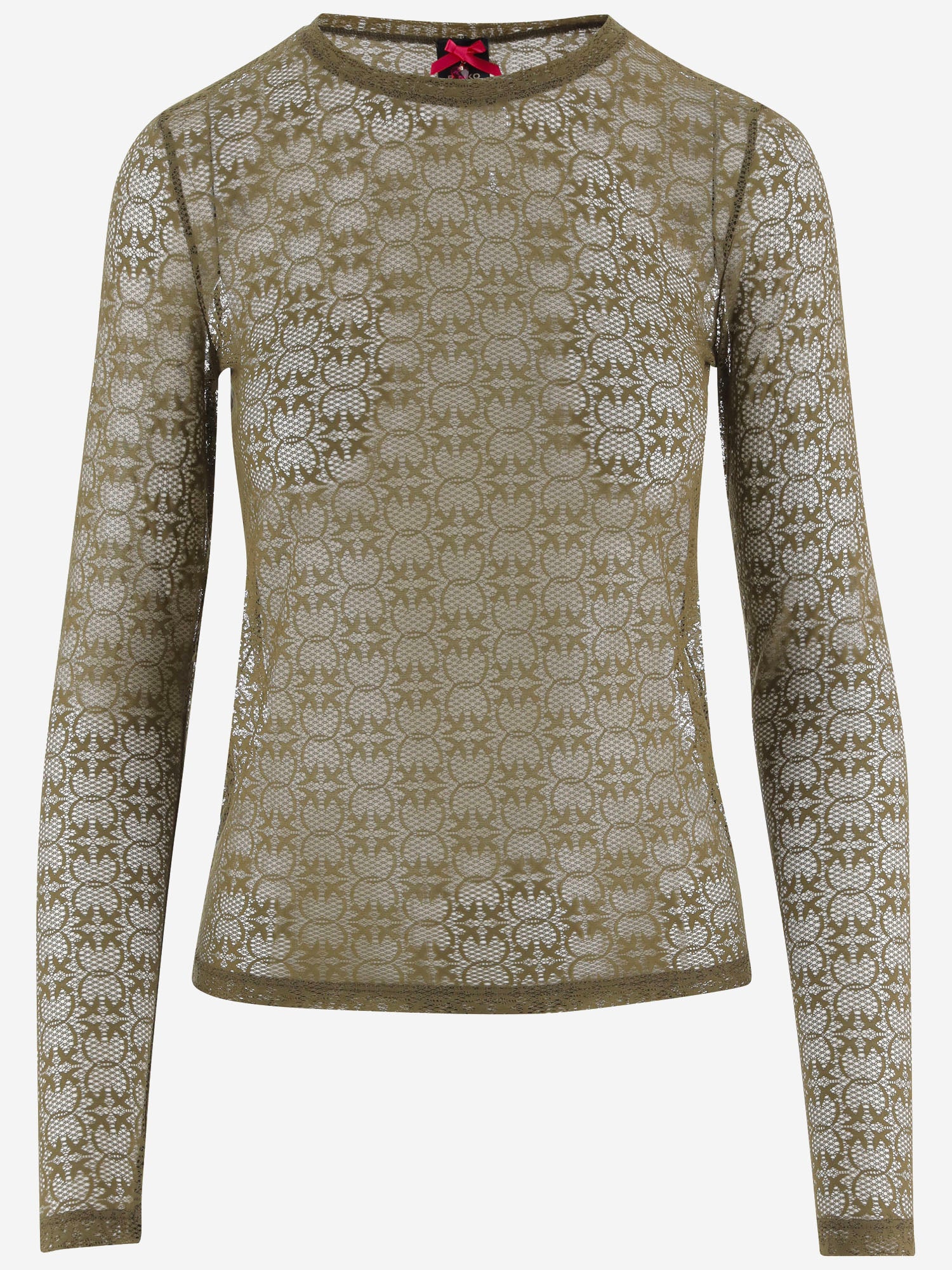 MAGLIA IN PIZZO STRETCH CON MOTIVO LOGO 107737 A3MKX24 PINKO 