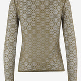 MAGLIA IN PIZZO STRETCH CON MOTIVO LOGO 107737 A3MKX24 PINKO 