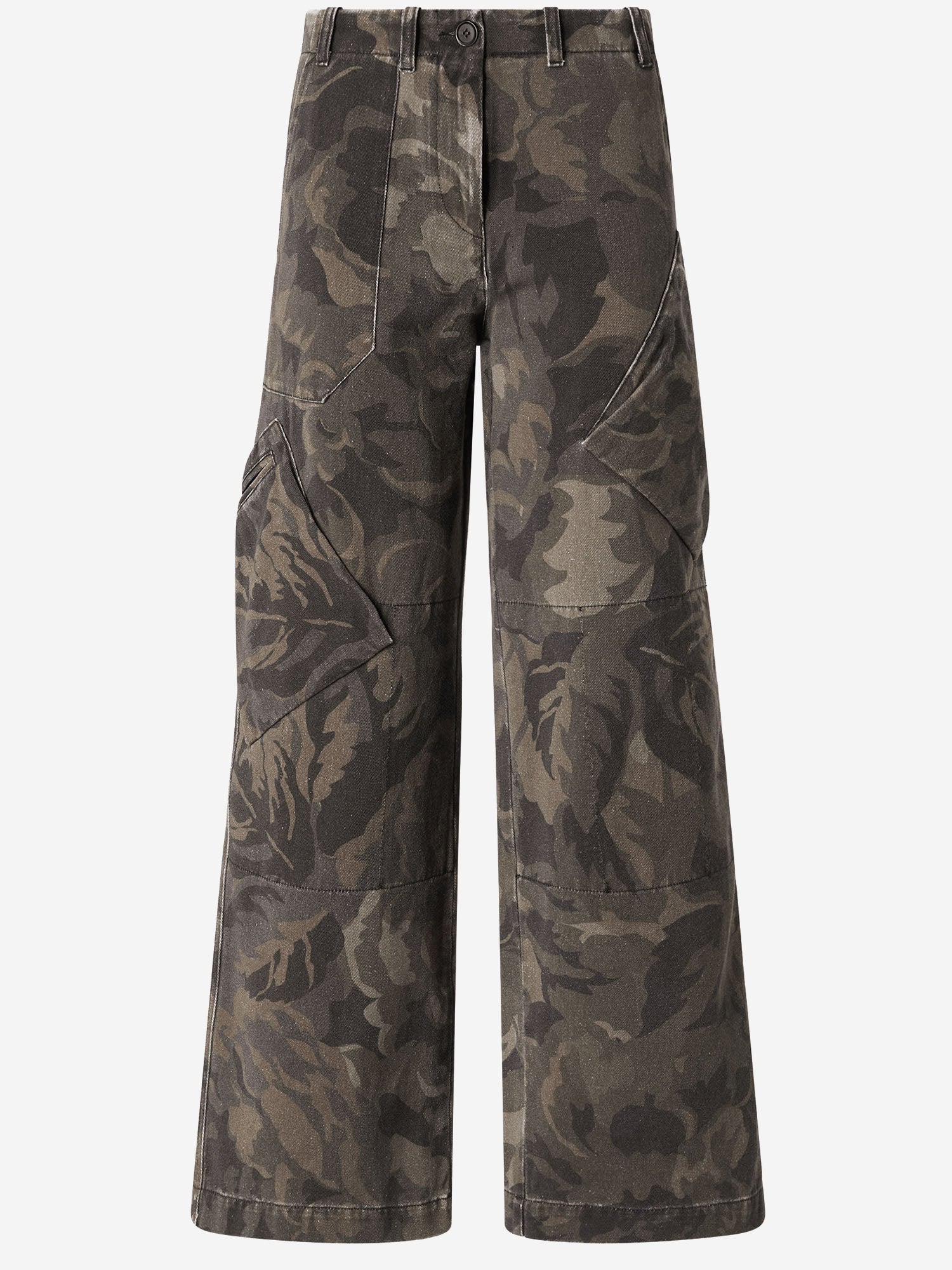 PANTALONI IN COTONE CON MOTIVO CAMOUFLAGE FLOREALE 107766 A3NZSD3 PINKO 