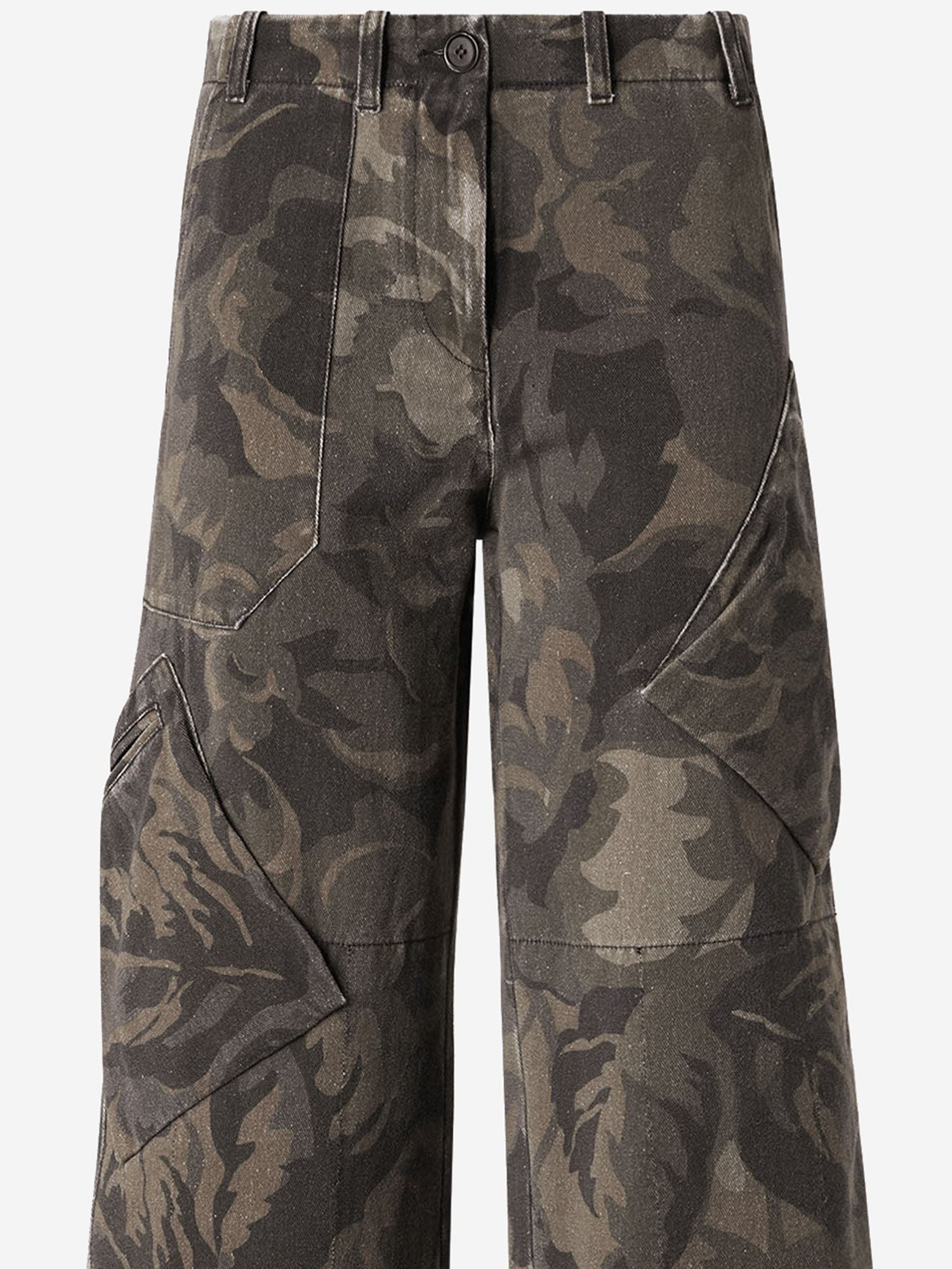 PANTALONI IN COTONE CON MOTIVO CAMOUFLAGE FLOREALE 107766 A3NZSD3 PINKO 