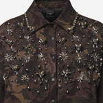 GIUBBOTTO IN NYLON CON MOTIVO MIMETICO E RICAMI DECORATIVI 107916 A3LYSD3 PINKO 