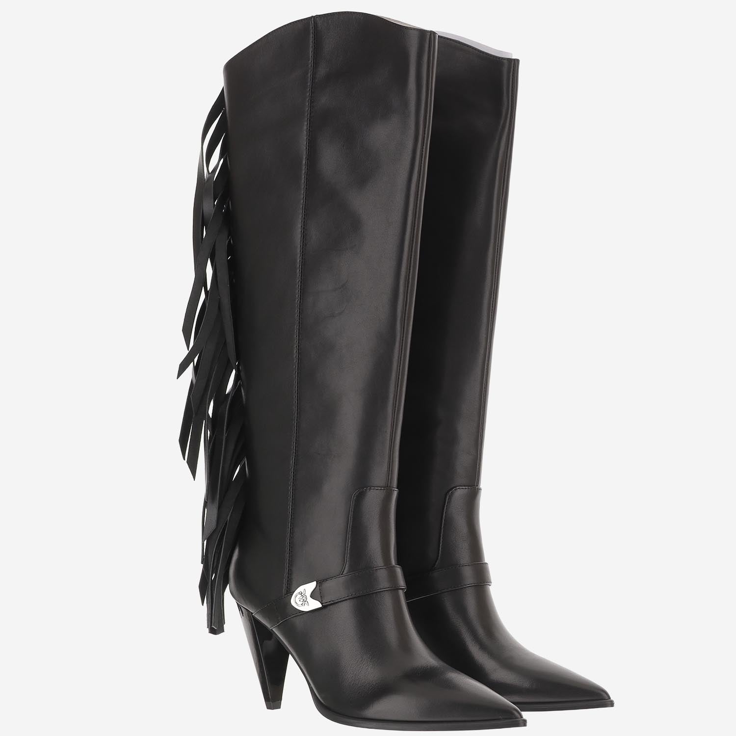 STIVALI IN PELLE CON FRANGE SD0589 P003Z99 PINKO 