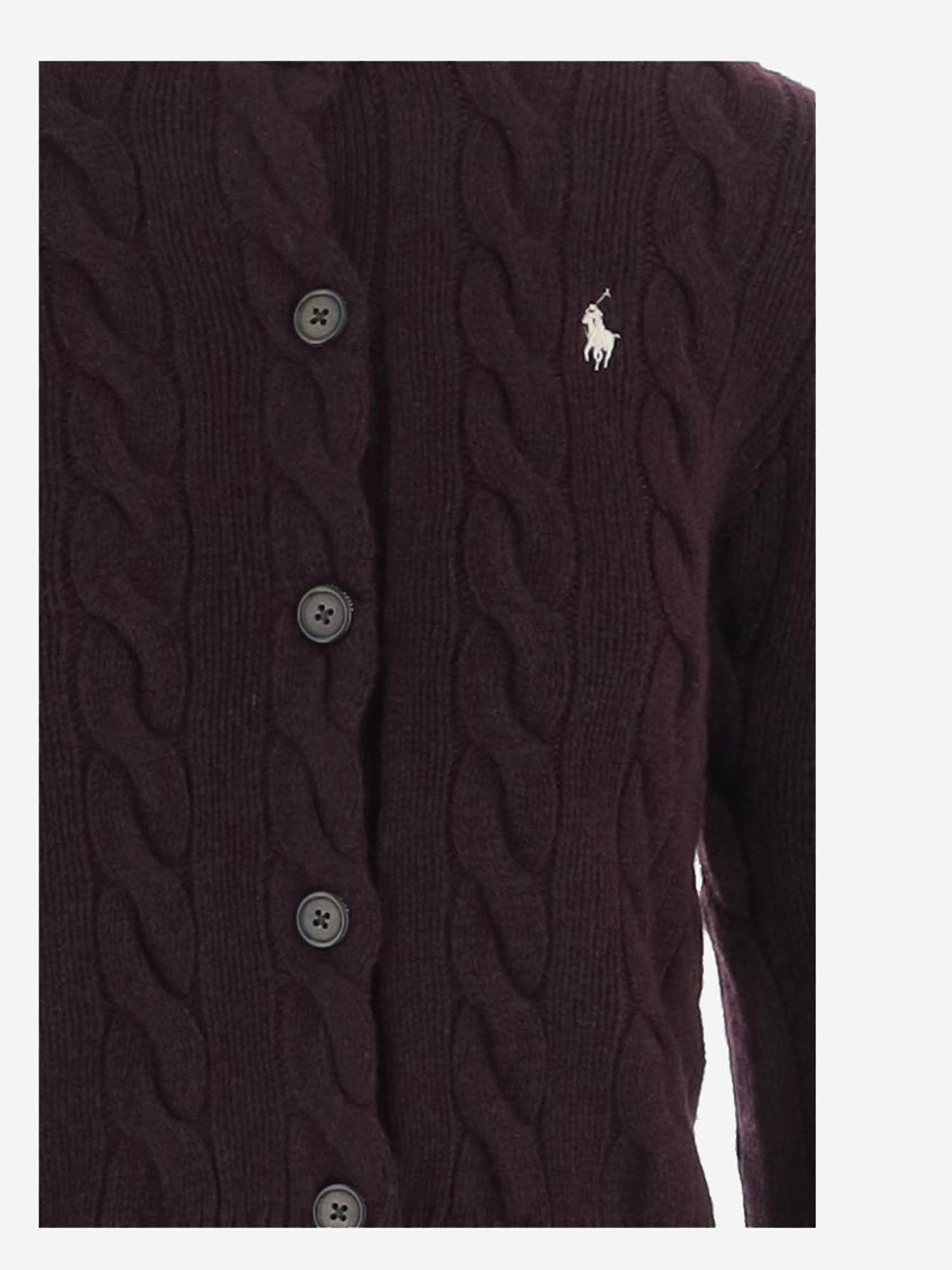 CARDIGAN IN LANA E CASHMERE A TRECCE 211972104 506DAMSONMELANGE POLO RALPH LAUREN 