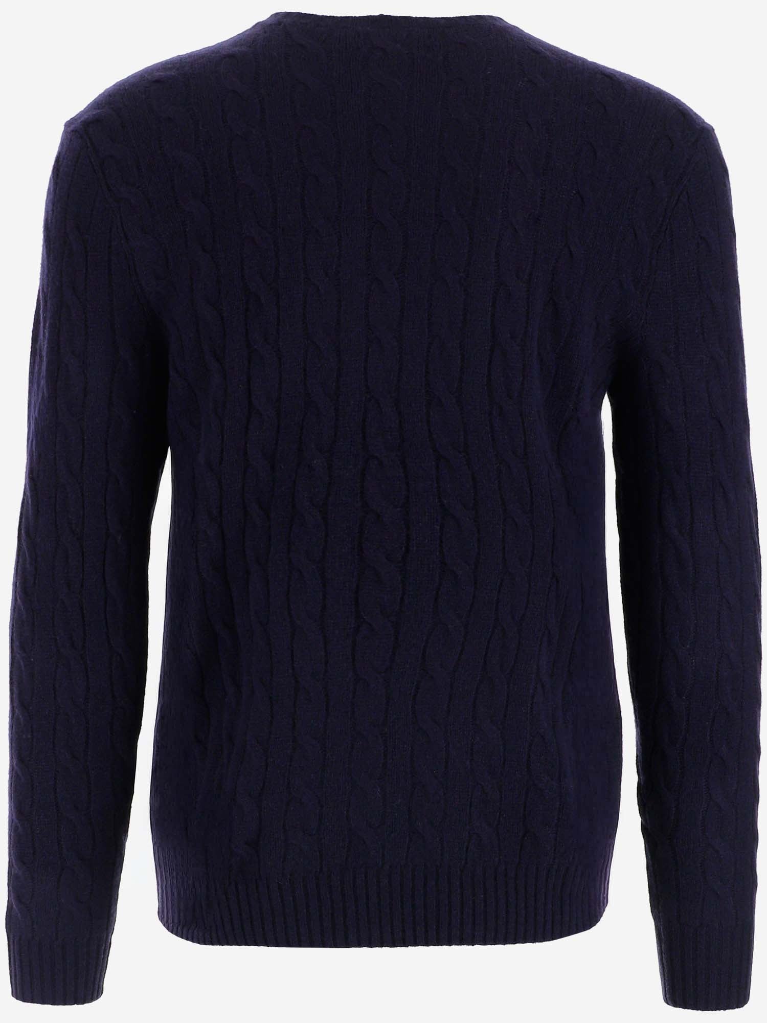 MAGLIA A TRECCE IN LANA E CASHMERE 710876762 002 POLO RALPH LAUREN 