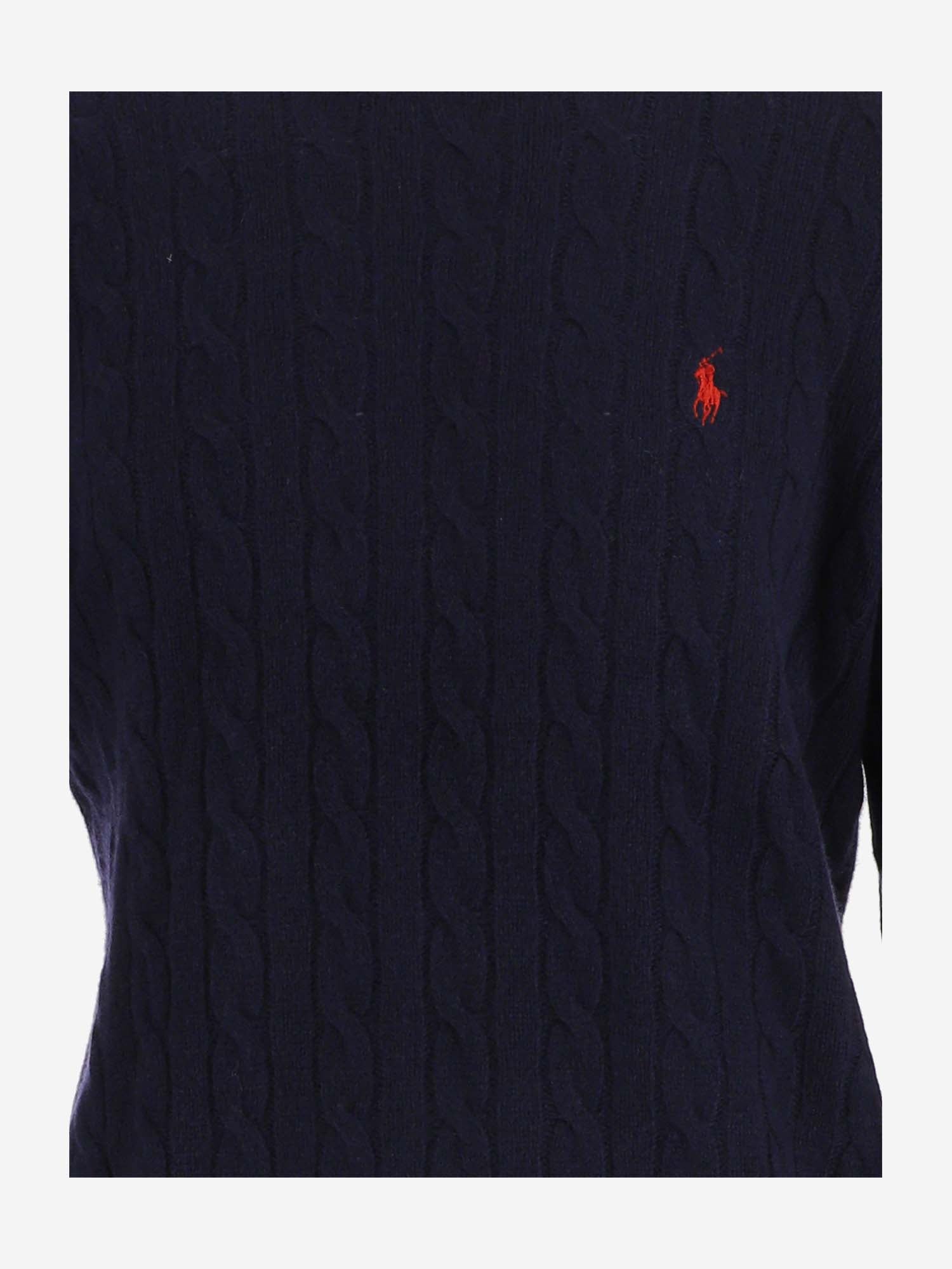 MAGLIA A TRECCE IN LANA E CASHMERE 710876762 002 POLO RALPH LAUREN 