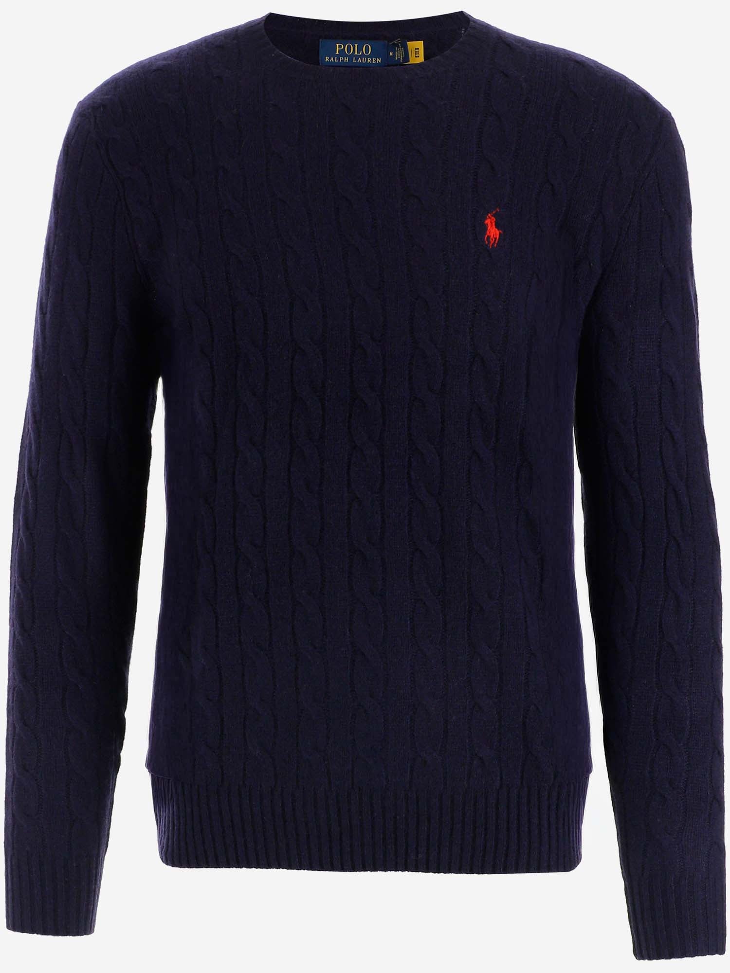 MAGLIA A TRECCE IN LANA E CASHMERE 710876762 002 POLO RALPH LAUREN 