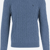 MAGLIA A TRECCE IN LANA E CASHMERE 710876762 504 POLO RALPH LAUREN 