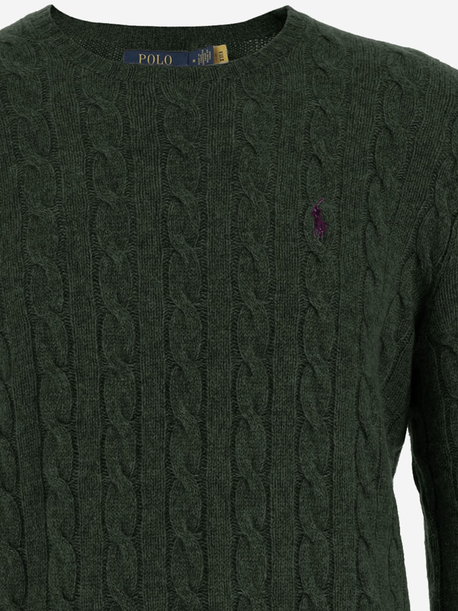 MAGLIA A TRECCE IN LANA E CASHMERE 710876762 507 POLO RALPH LAUREN 
