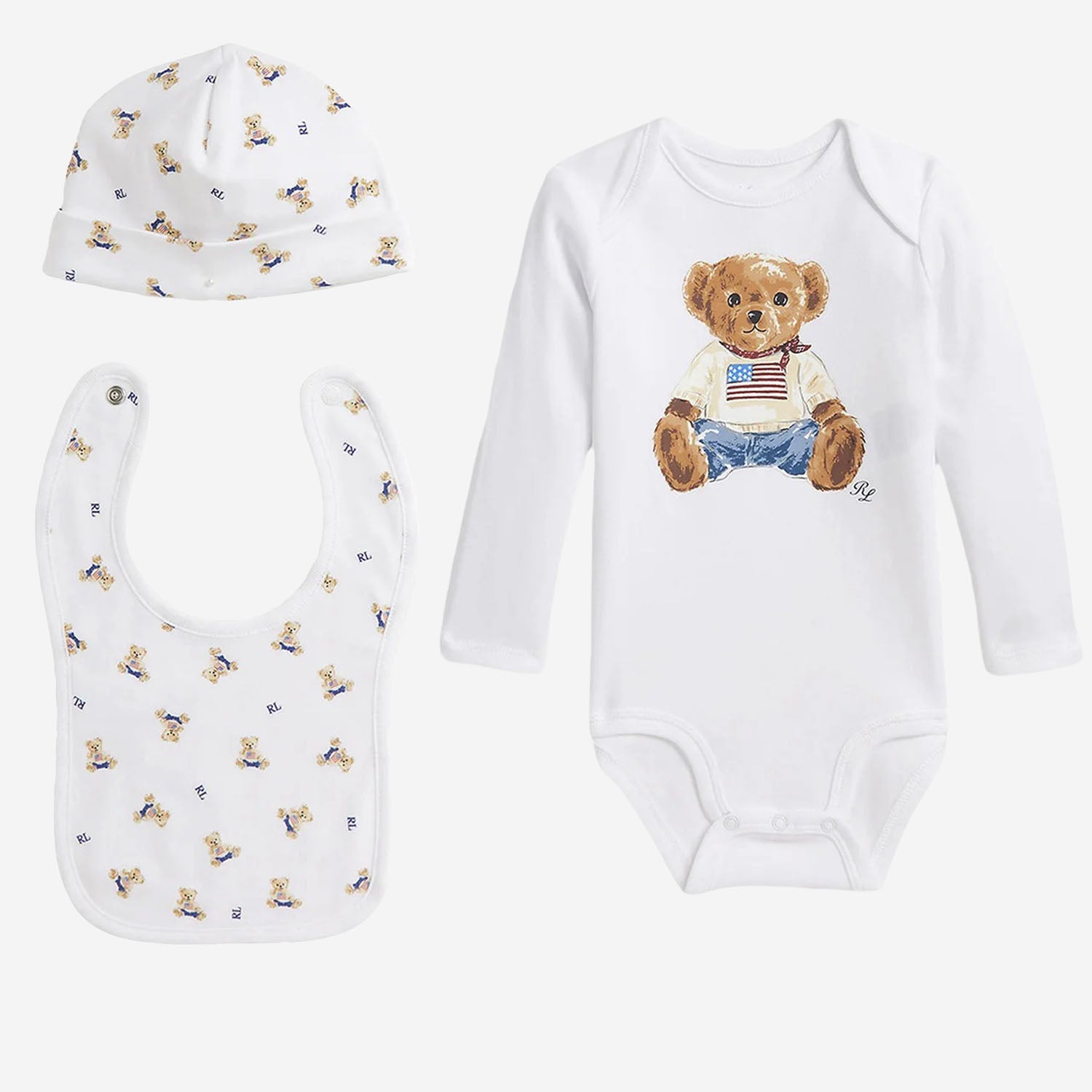SET REGALO POLO BEAR TRE PEZZI IN COTONE 320P00760 001 POLO RALPH LAUREN KIDS 