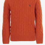 MAGLIA A TRECCE IN LANA E CASHMERE 322877728 502 POLO RALPH LAUREN KIDS 