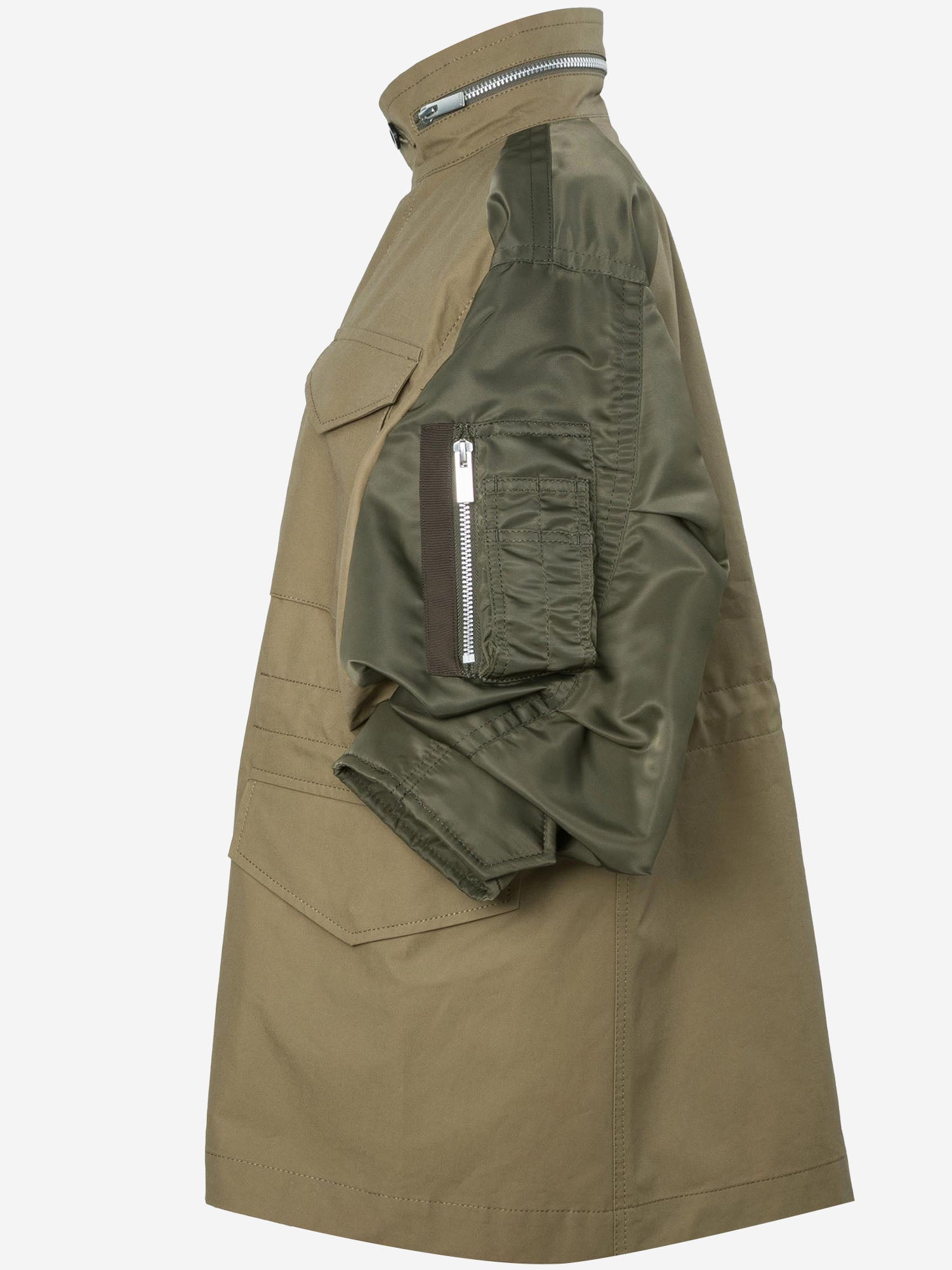 GIACCA IN COTONE CON MANICHE CORTE IN NYLON 08576 667 SACAI 