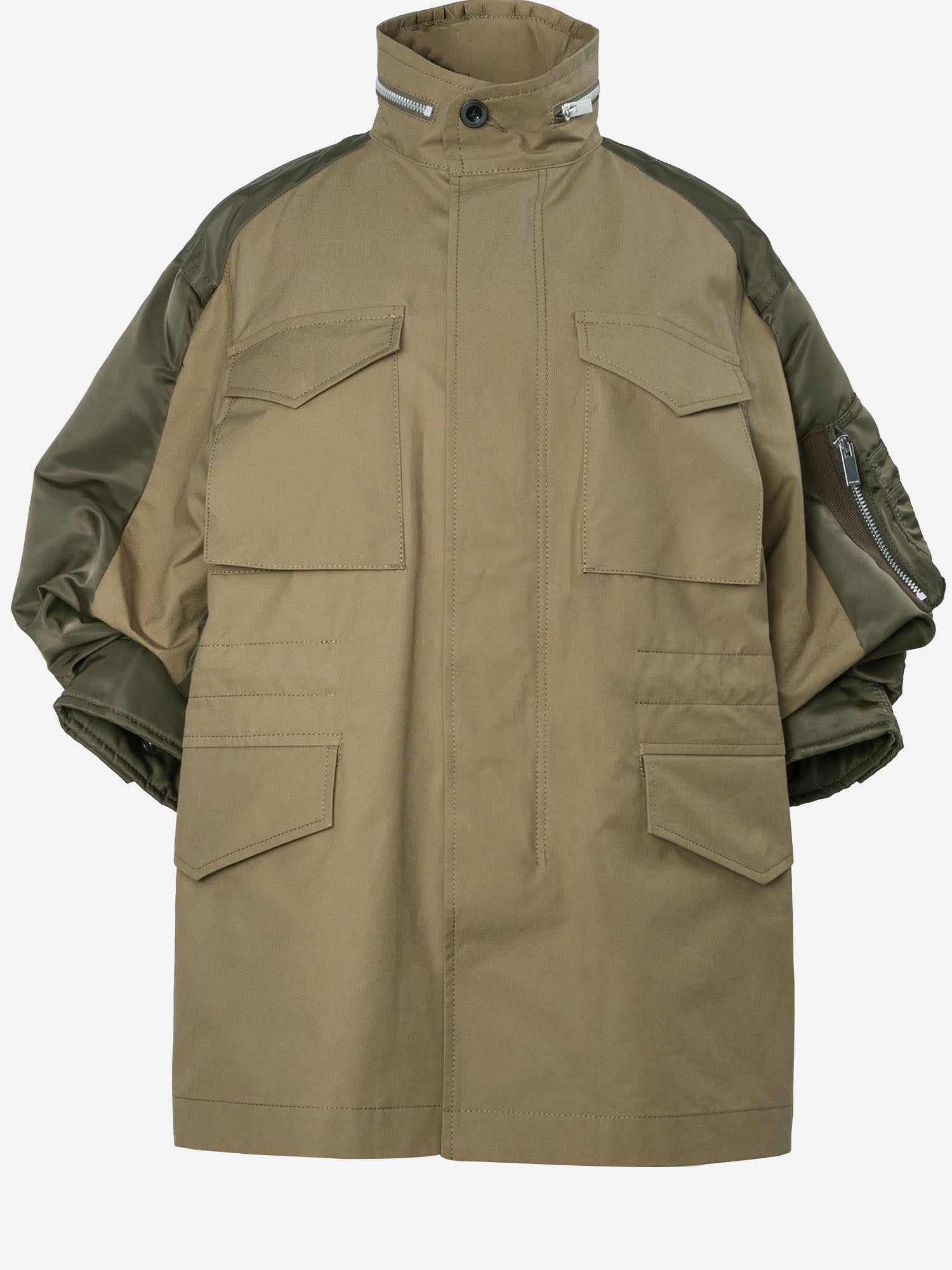 GIACCA IN COTONE CON MANICHE CORTE IN NYLON 08576 667 SACAI 
