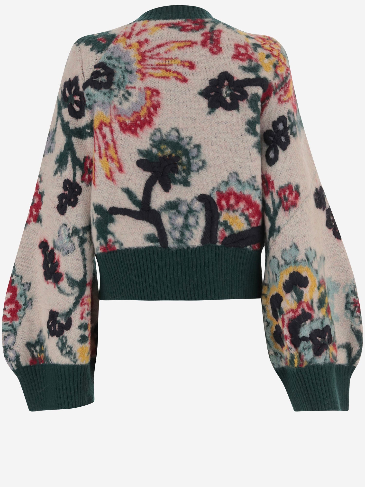 MAGLIA IN LANA CON ZIP E MOTIVO FLOREALE 08606 199 SACAI 