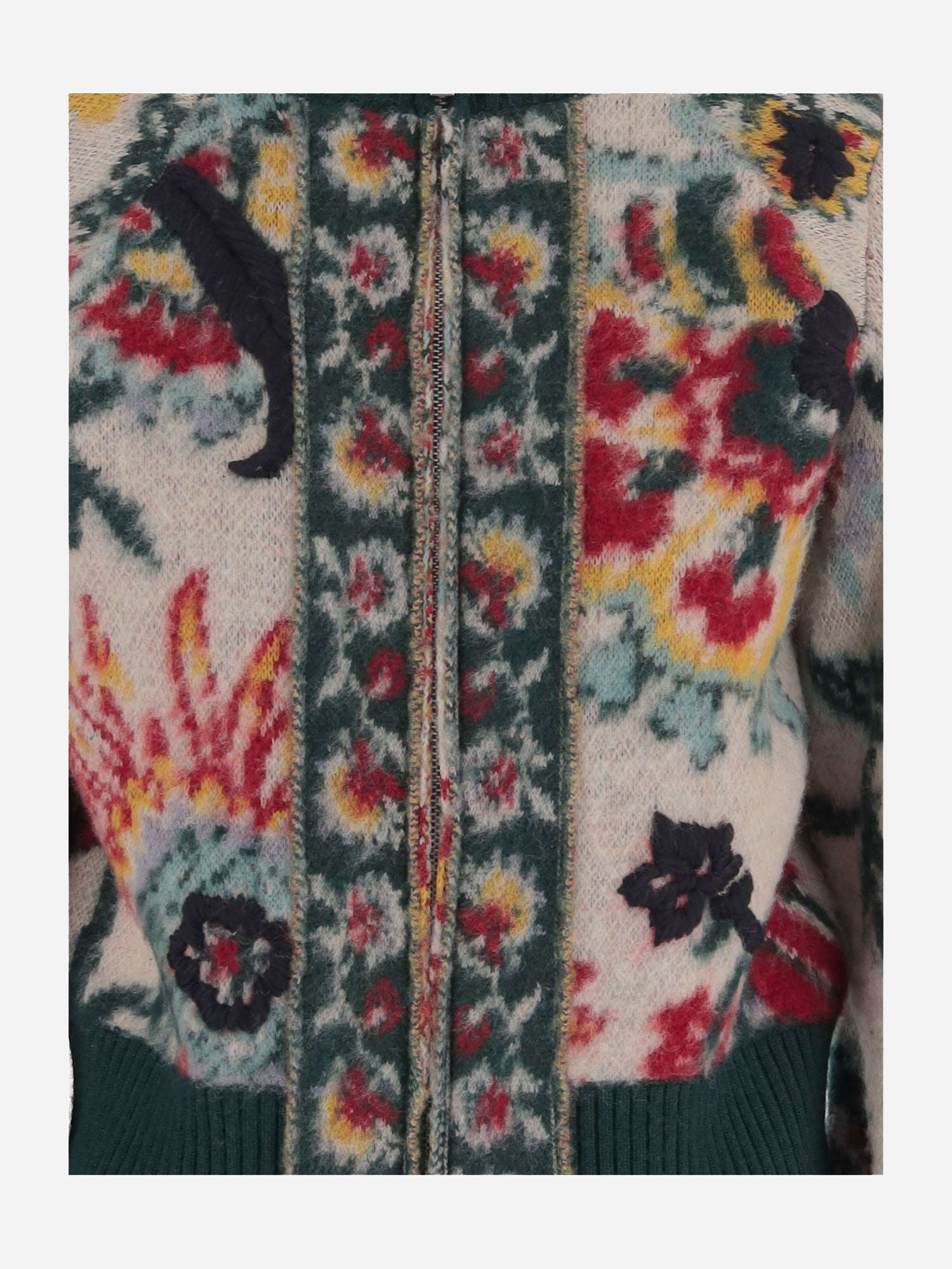 MAGLIA IN LANA CON ZIP E MOTIVO FLOREALE 08606 199 SACAI 